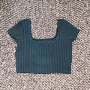 Aerie Ribbed Charcoal Crop Top